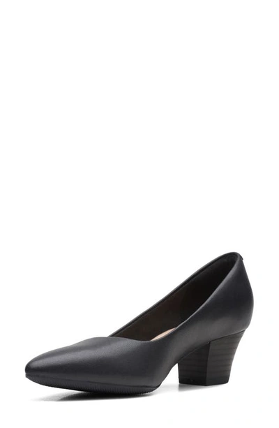 Shop Clarks ® Teresa Block Heel Pump In Black Leather