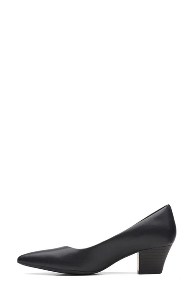 Shop Clarks Teresa Block Heel Pump In Black Leather