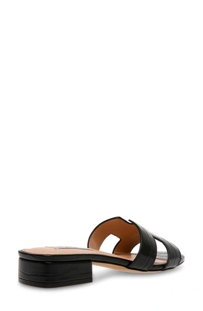 Steven New York Hutchy Croc Embossed Sandal In Black