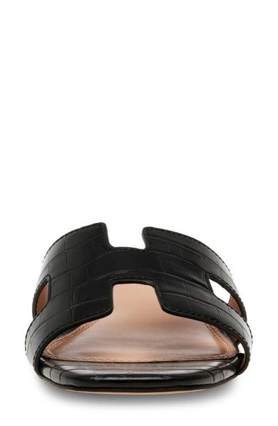 Steven New York Hutchy Croc Embossed Sandal In Black