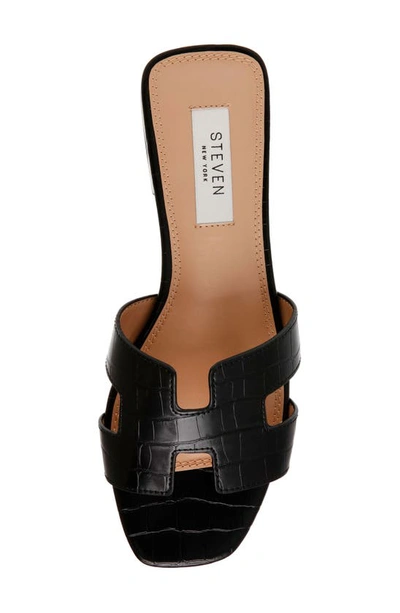 Steven New York Hutchy Croc Embossed Sandal In Black