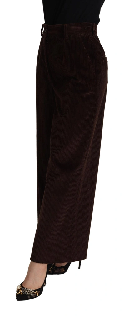 Shop Dolce & Gabbana Black Cotton High Waist Trouser Wide Leg Women's Pants