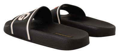 Shop Dolce & Gabbana Black Leather I Love D&g Slides Women's Sandals