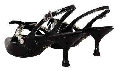 Shop Dolce & Gabbana Black Patent Leather Crystal Slingbacks Women's Shoes