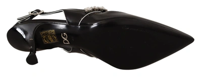 Shop Dolce & Gabbana Black Patent Leather Crystal Slingbacks Women's Shoes