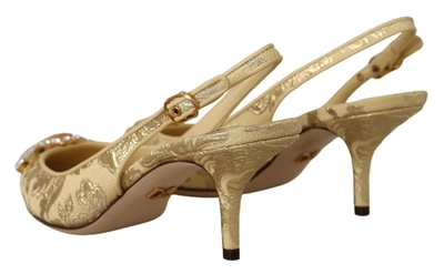 Shop Dolce & Gabbana Gold Crystal Slingbacks Pumps Heels Women's Shoes