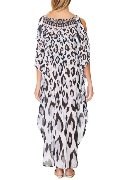 Shop Ranee's Leopard Long Kaftan In Black And White