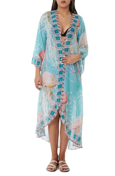 Shop Ranee's Jellyfish Longline Duster In Light Blue