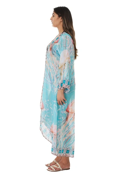 Shop Ranee's Jellyfish Longline Duster In Light Blue