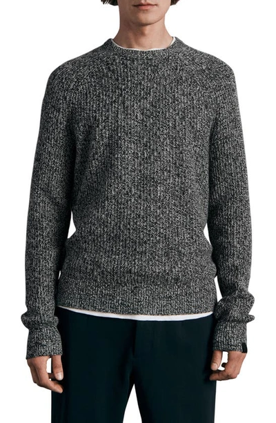 Shop Rag & Bone Pierec Marled Cashmere Crewneck Sweater In Black White