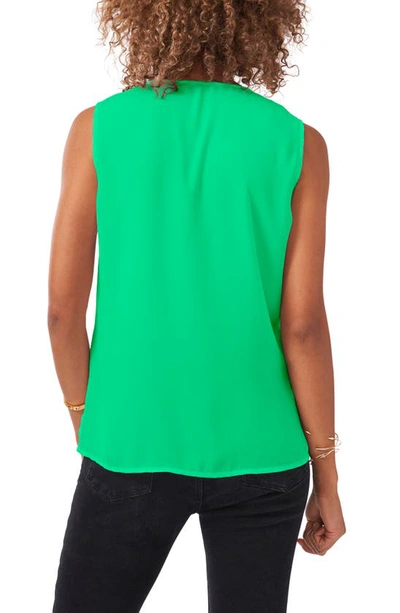 Shop Vince Camuto Ruffle Neck Sleeveless Georgette Blouse In Vivid Green
