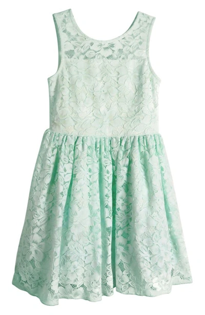 Shop Zunie Kids' Sleeveless Lace Dress In Mint