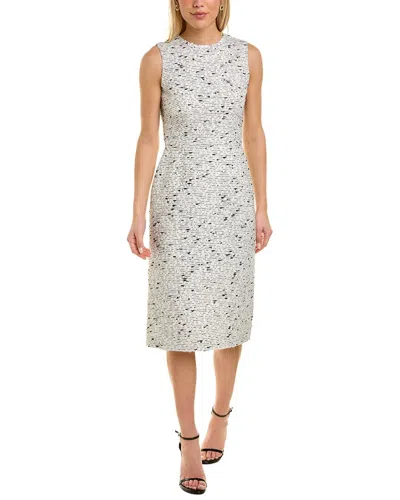 Oscar De La Renta Silk-lined Marble Tweed Wool-blend Sheath Dress In Black