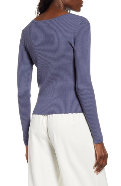 Open Edit Shrunken Zip Detail Cardigan In Blue Shadow