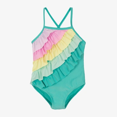 Shop Soli Swim Girls Blue Ruffle Swimsuit (upf50+)