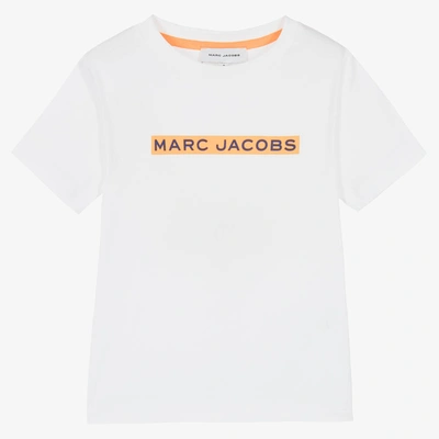 Shop Marc Jacobs Boys White Cotton Logo T-shirt