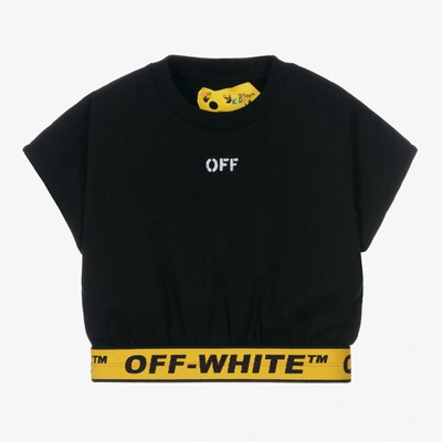 Shop Off-white Girls Black Industrial Cropped T-shirt