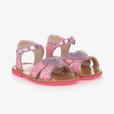 Shop Sophia Webster Mini Girls Pink Leather & Glitter Sandals