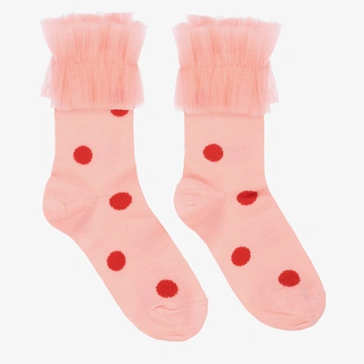 Shop Wauw Capow By Bangbang Girls Pink & Red Polka Dot Socks