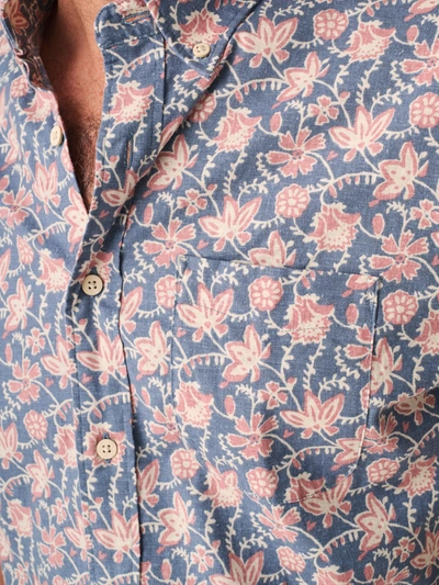 Shop Faherty Short-sleeve Breeze Shirt In Faded Floral Batik