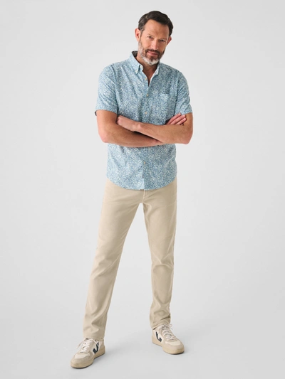 Shop Faherty Short-sleeve Breeze Shirt In Teal Waters Hilo
