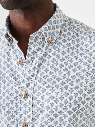 Shop Faherty Short-sleeve Breeze Shirt In White Wall Scallop Print