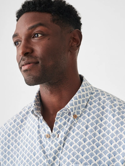 Shop Faherty Short-sleeve Breeze Shirt In White Wall Scallop Print