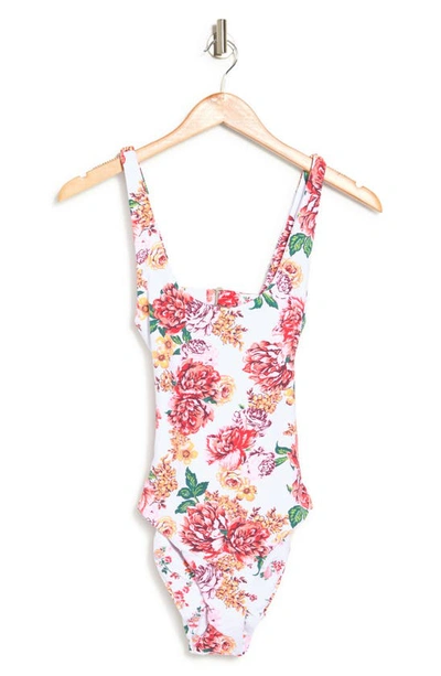 Shop Maaji Carnation Sunshy Reversible One-piece Swimsuit In White