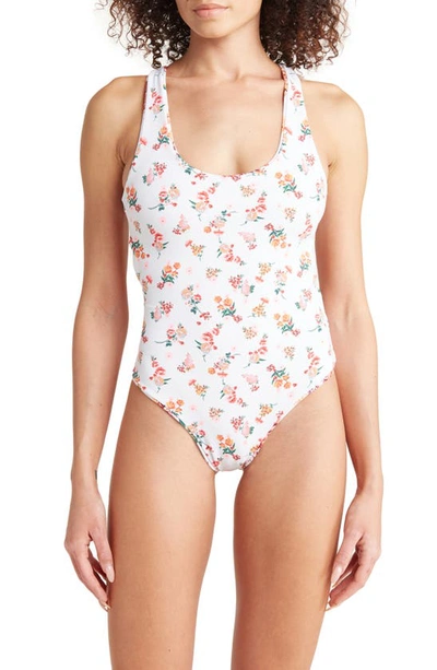 Shop Maaji Carnation Sunshy Reversible One-piece Swimsuit In White