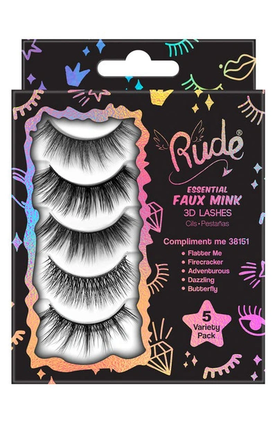 Shop Rude Assorted 5-pack Essential Faux Mink 3d Lashes In Compliment Me