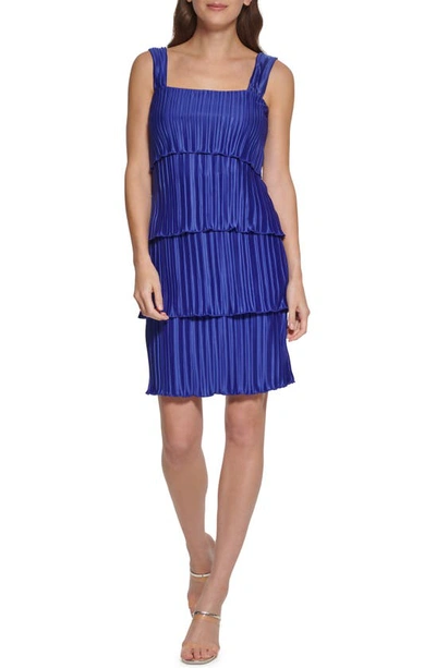 DKNY Women's Pleated Smocked Waist Dress Blue Size 8