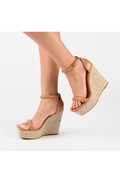 Journee Collection Olesia Tru Comfort Espadrille Wedge Platform Sandal In Tan