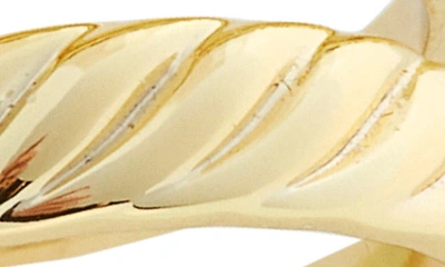 Shop Covet Set Of 2 Crystal & Textured Ring Set In Gold