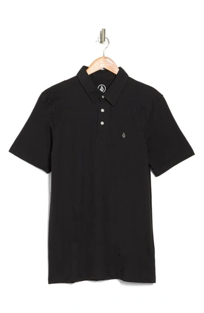 Shop Volcom Banger Short Sleeve Polo In Tinted Black