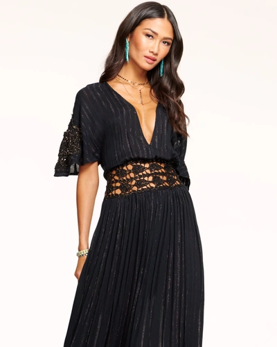 Shop Ramy Brook Mimi Embroidered Coverup Maxi Dress In Black Lurex