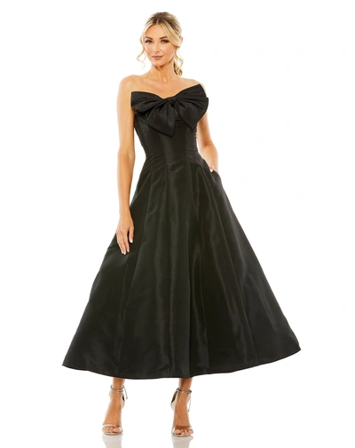 Shop Mac Duggal Strapless Ballgown With Bow Detail In Black