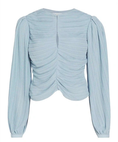 Shop Frame Pleated Billow Sleeve Top In Chambray Blue