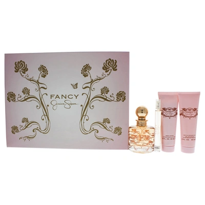 Shop Jessica Simpson Fancy By  For Women - 4 Pc Gift Set 3.4oz Edp Spray, 0.34oz Edp Spray, 3oz Body Lotio In Red