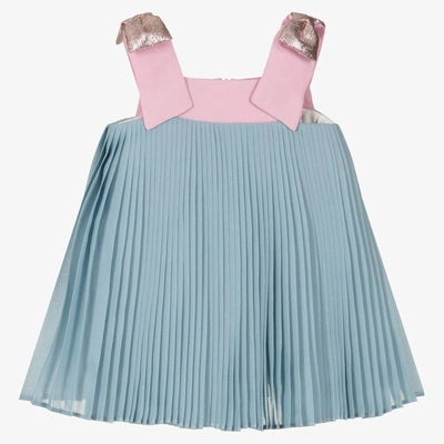 Shop Hucklebones London Baby Girls Blue Pleated Chiffon Dress