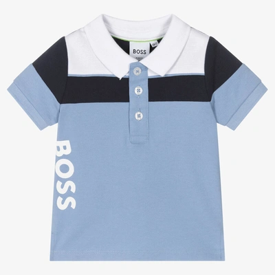Shop Hugo Boss Boss Baby Boys Blue Cotton Logo Polo Shirt