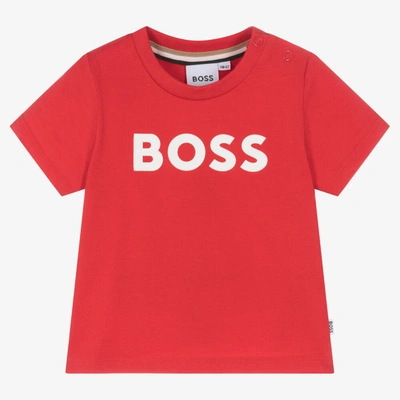 Shop Hugo Boss Boss Baby Boys Red Cotton Logo T-shirt