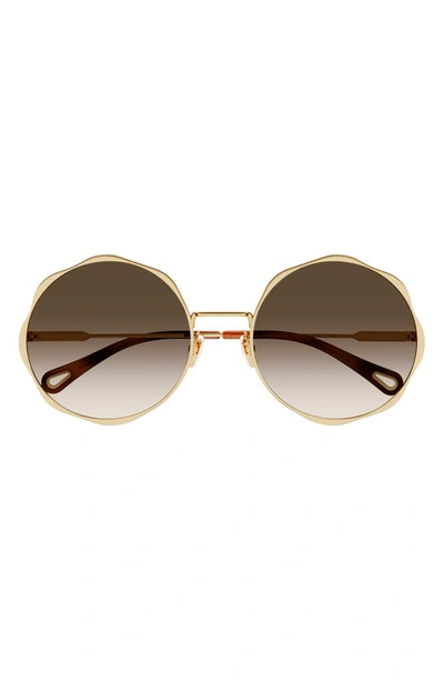 Shop Chloé 59mm Round Sunglasses In Gold