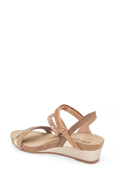Naot Hero Strappy Wedge Sandal In Gold/ Tan/ Floral/ Latte