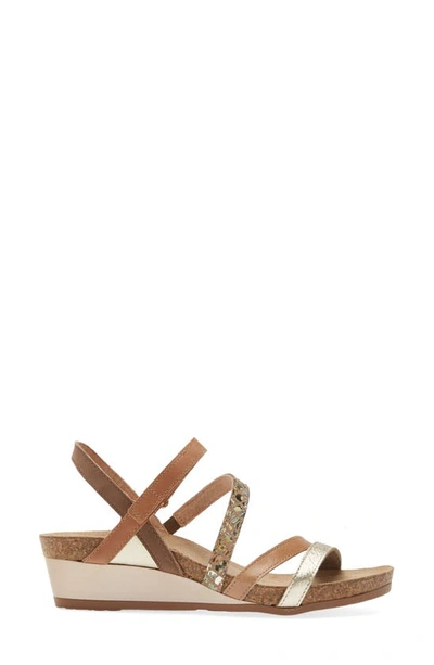 Shop Naot Hero Strappy Wedge Sandal In Gold/ Tan/ Floral/ Latte