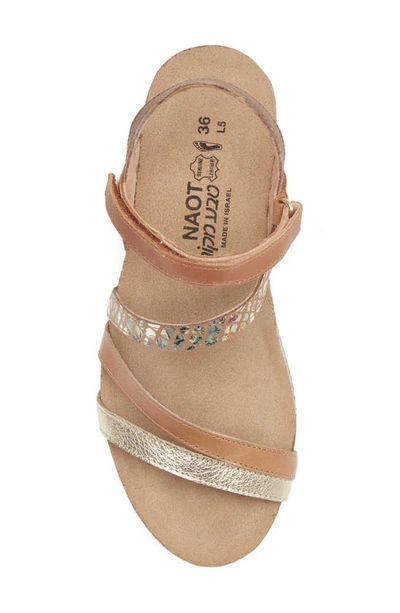 Naot Hero Strappy Wedge Sandal In Gold/ Tan/ Floral/ Latte