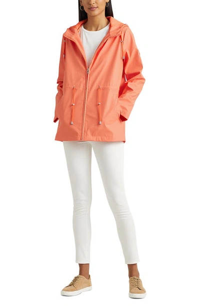 Shop Lauren Ralph Lauren Hooded Rain Slicker In Orange