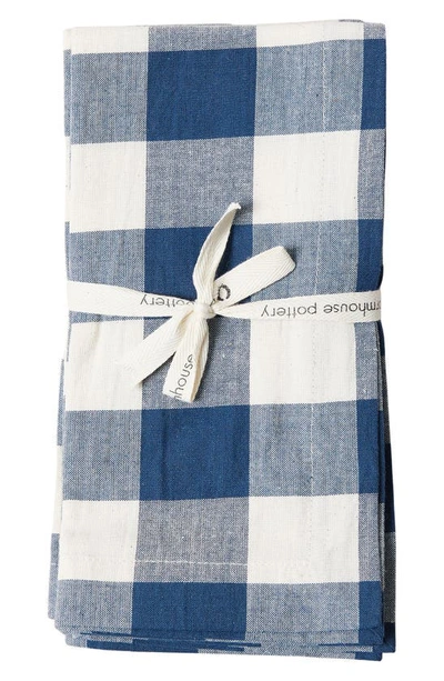 Shop Farmhouse Pottery Set Of 4 Farmer's Gingham Check Napkins In Navy