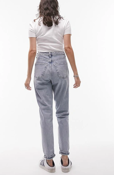 Shop Topshop High Waist Tapered Mom Jeans In Light Blue