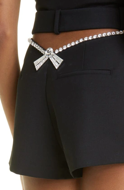 Shop Area Deco Bow Cutout High Waist Stretch Wool Shorts In Black