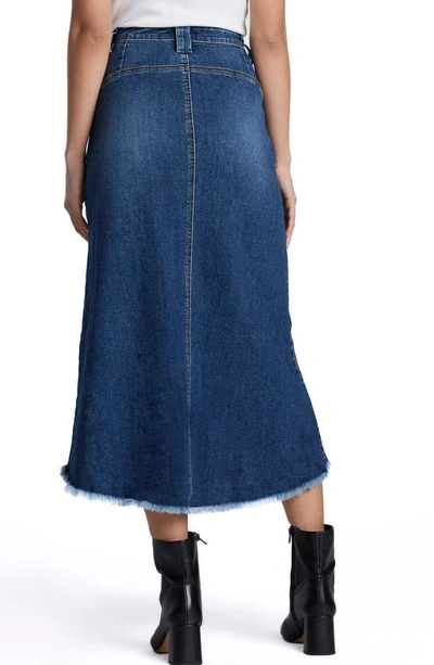 Shop Wash Lab Denim Patch Pocket Denim Midi Skirt In Jannis Blue